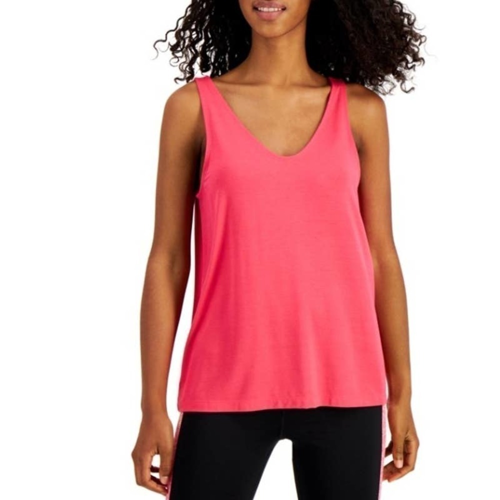 Ideology Pink V Neck Tank Top Medium